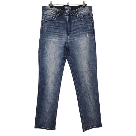 Democracy "Ab" solution Blue Vintage Stretch Denim Straight Leg‎ Jeans Size 16 - Picture 1 of 12